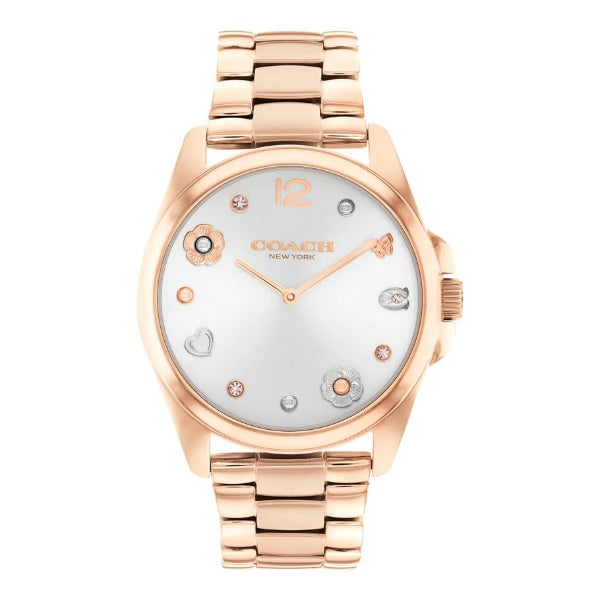 Coach Greyson Rose Gold Stainless Steel Silver Dial Quartz Watch for Ladies - 14504023