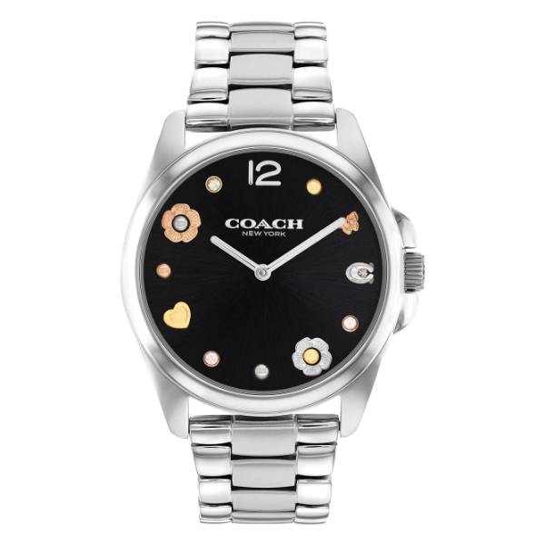 Coach Greyson Silver Stainless Steel Black Dial Quartz Watch for Ladies - 14504024