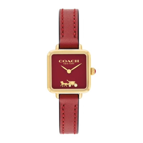 Coach Cass Red Leather Strap Red Dial Quartz Watch for Ladies - 14504226