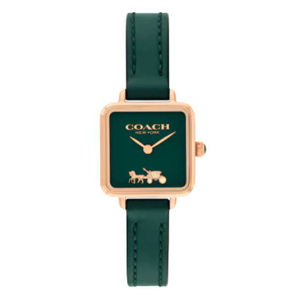 Coach Cass Green Leather Strap Green Dial Quartz Watch for Ladies - 14504227