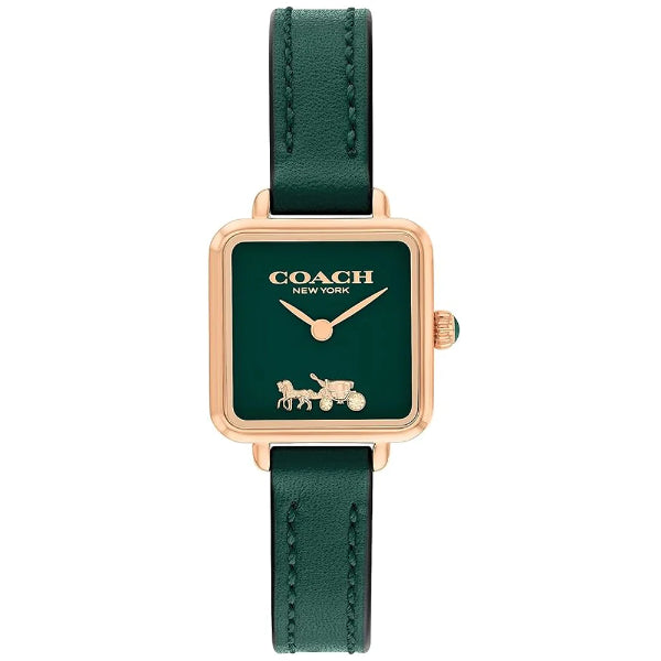 Coach Cass Green Leather Strap Green Dial Quartz Watch for Ladies - 14504227