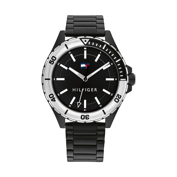 Tommy Hilfiger Logan Black Stainless Steel Black Dial Quartz Watch for Gents - 1792014