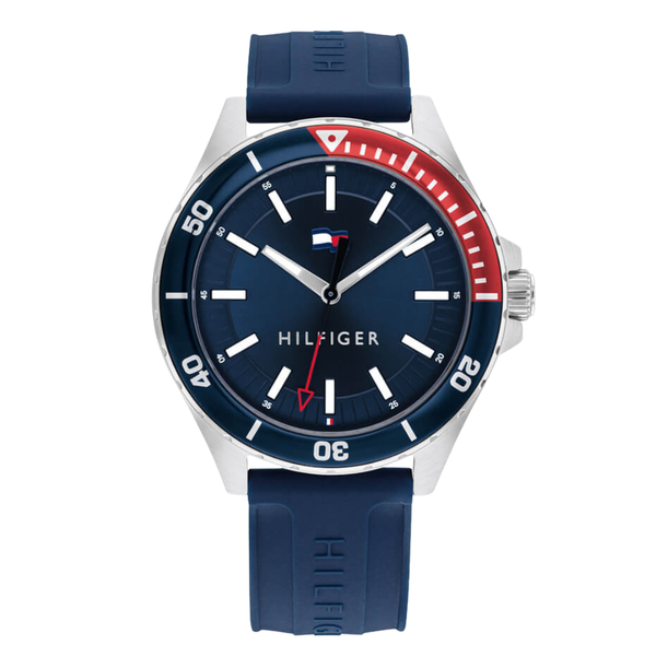 Tommy Hilfiger Logan Blue Silicone Strap Blue Dial Quartz Watch for Gents - 1792009