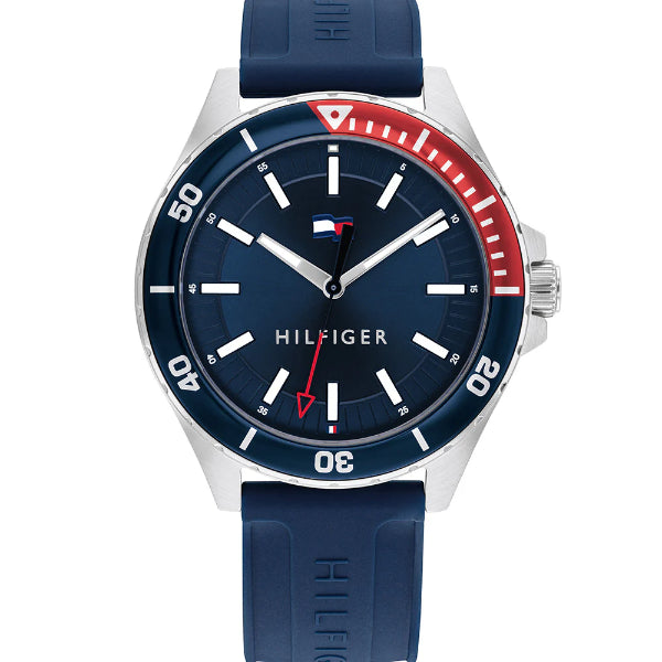 Tommy Hilfiger Logan Blue Silicone Strap Blue Dial Quartz Watch for Gents - 1792009