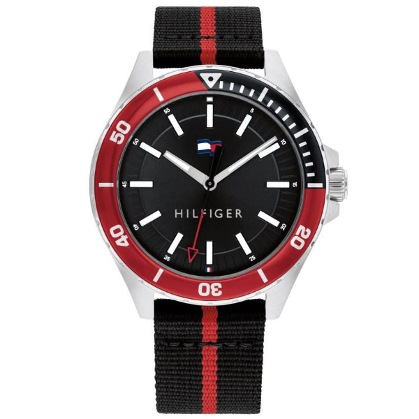 Tommy Hilfiger Logan Black Nato Strap Black Dial Quartz Watch for Gents - 1792010