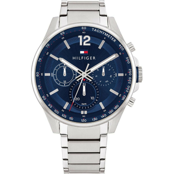 Tommy Hilfiger Max Silver Stainless Steel Blue Dial Chronograph Quartz Watch for Gents - 1791973