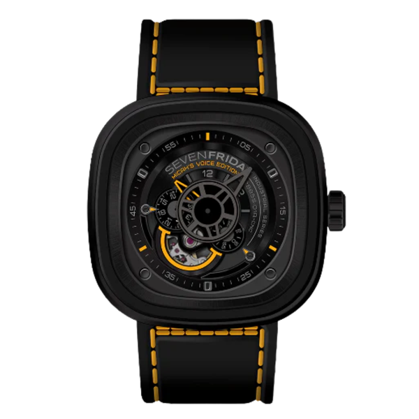 7Friday Black Leather Strap Black Dial Automatic Watch for Gents - P3/MV-X017