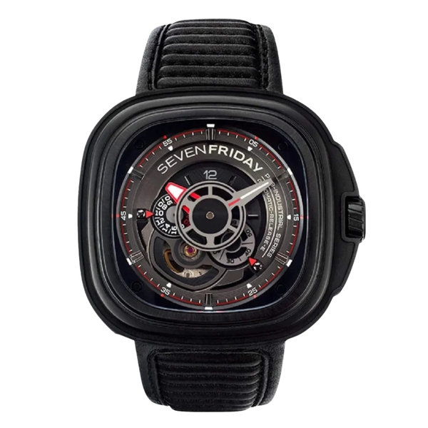 7Friday Black Leather Strap Black Dial Automatic Watch for Gents - P3B/01-G217