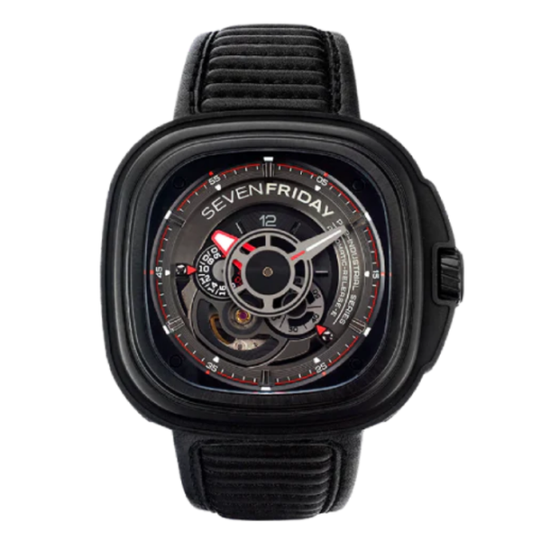 7Friday Black Leather Strap Black Dial Automatic Watch for Gents - P3B/01-G283