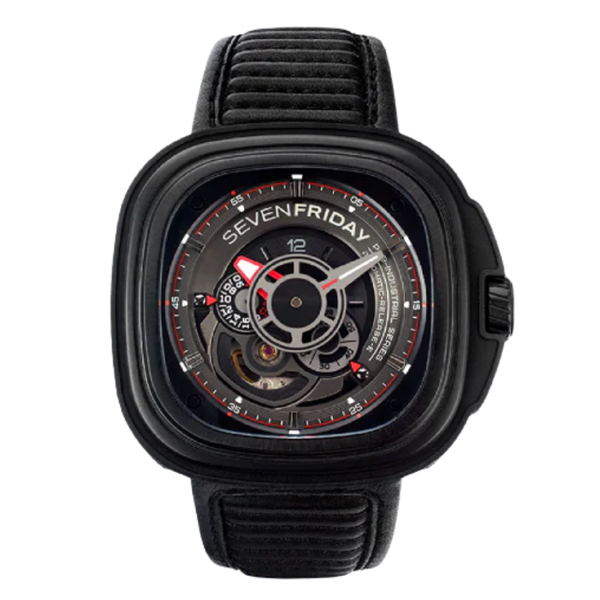 7Friday Black Leather Strap Black Dial Automatic Watch for Gents - P3B/01-G224