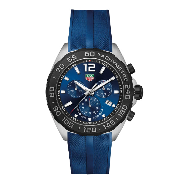 Tag Heuer Formula 1 Blue Silicone Strap Blue Dial Chronograph Quartz Watch for Gents - CAZIO1AV.FT8077