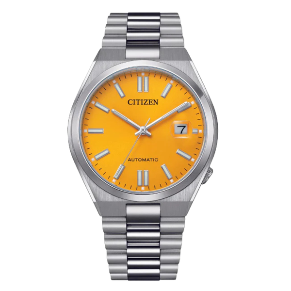 Citizen Tsuyosa Silver Stainless Steel Yellow Orange Dial Automatic Watch for Gents - NJ015081Z