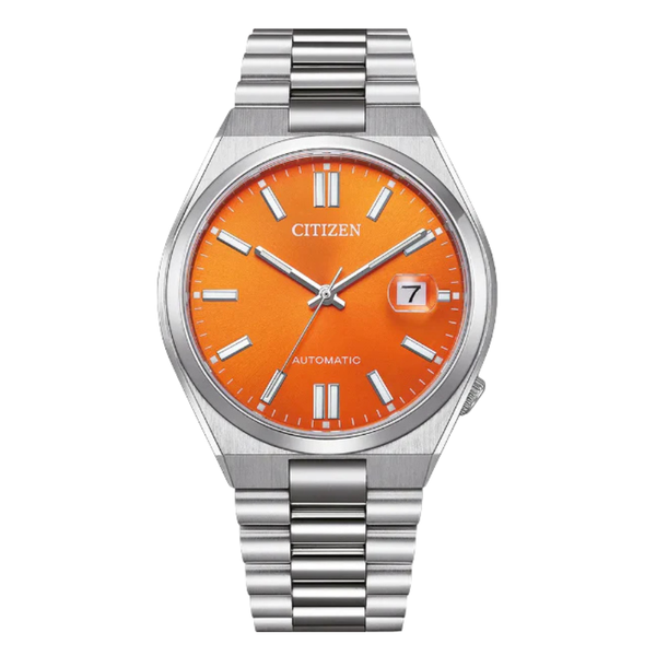 Citizen Tsuyosa Silver Stainless Steel Orange Dial Automatic Watch for Gents - NJ015188Z