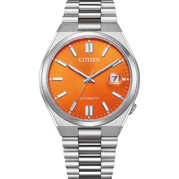 Citizen Tsuyosa Silver Stainless Steel Orange Dial Automatic Watch for Gents - NJ015188Z