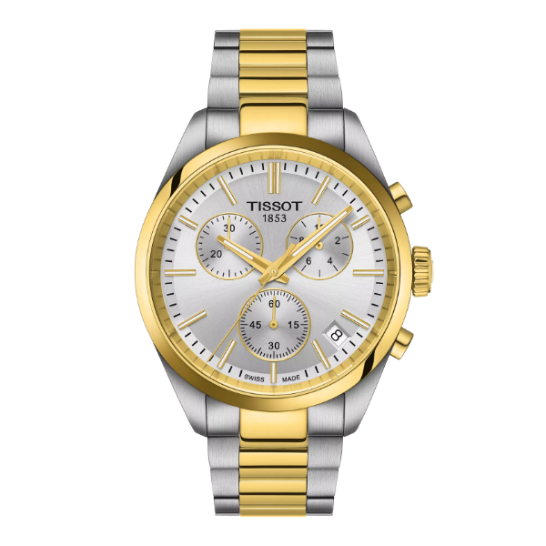 Tissot PR 100 Two-tone Stainless Steel Silver Dial Chronograph Quartz Watch for Gents - T150.417.22.031.00