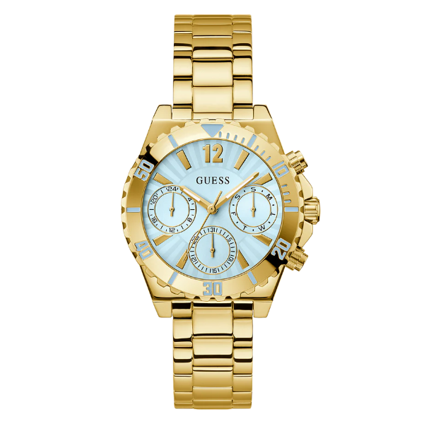 Guess Phoebe Gold Stainless Steel Blue Dial Chronograph Quartz Watch for Ladies - GW0696L2