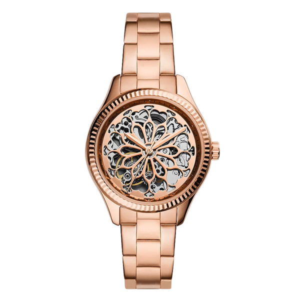 Fossil Rye Rose Gold Stainless Steel Rose Gold Dial Automatic Watch for Ladies - BQ3754