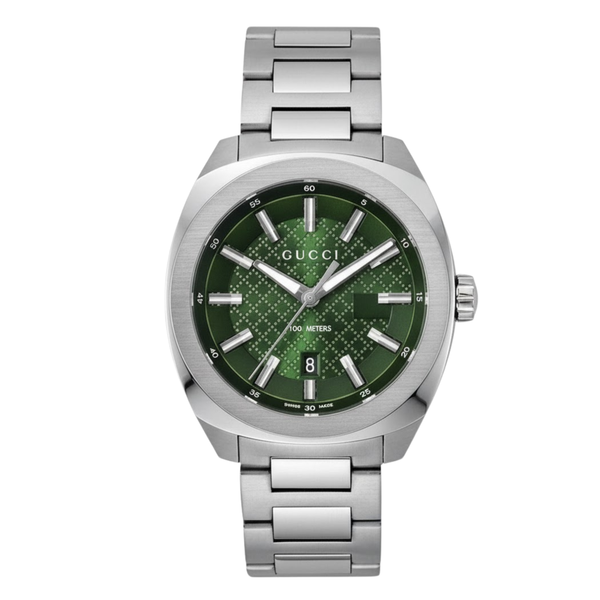 Gucci GG2570 Silver Stainless Steel Green Dial Quartz Watch for Gents - YA142313