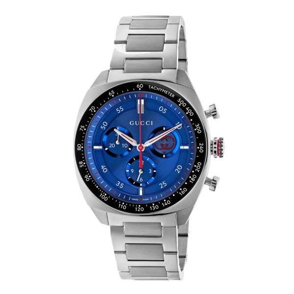 Gucci Interlocking Silver Stainless Steel Blue Dial Chronograph Quartz Watch for Gents - YA142317