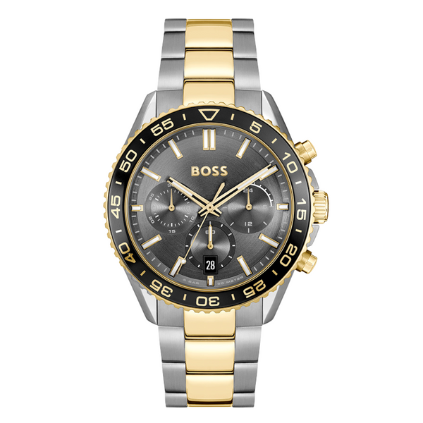 Hugo Boss Runner Two-tone Stainless Steel Grey Dial Chronograph Quartz Watch for Gents - Boss 1514144