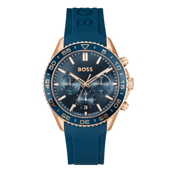 Hugo Boss Runner Blue Silicone Strap Blue Dial Chronograph Quartz Watch for Gents - Boss 1514169