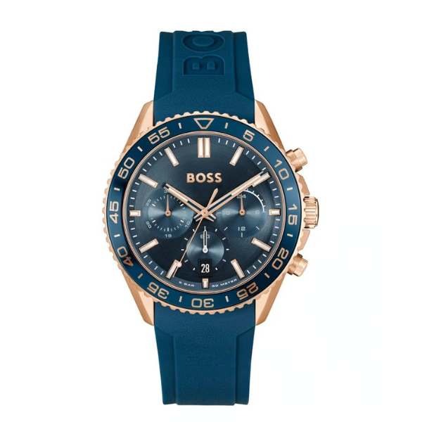 Hugo Boss Runner Blue Silicone Strap Blue Dial Chronograph Quartz Watch for Gents - Boss 1514169