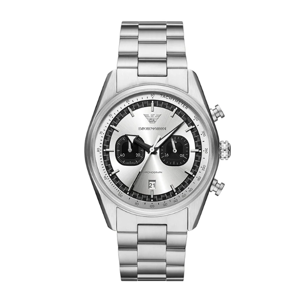 Emporoi Armani Racer Silver Stainless Steel Silver Dial Chronograph Quartz Watch for Gents - AR11636