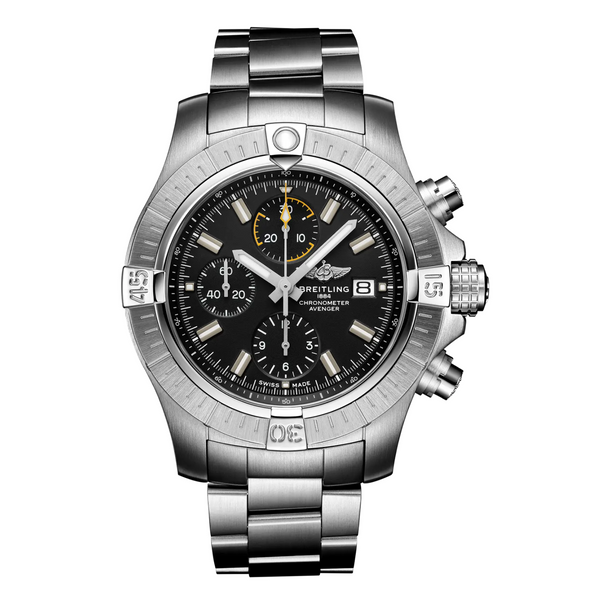 Breitling Avenger Silver Stainless Steel Black Dial Chronograph Automatic Watch for Gents - A13317101B1A1
