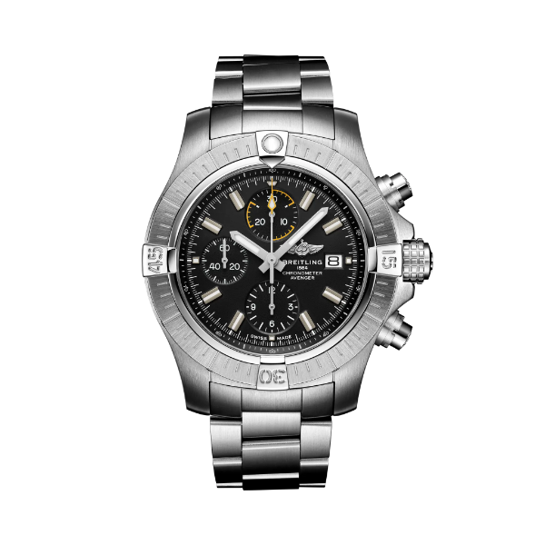 Breitling Avenger Silver Stainless Steel Black Dial Chronograph Automatic Watch for Gents - A13317101B1A1