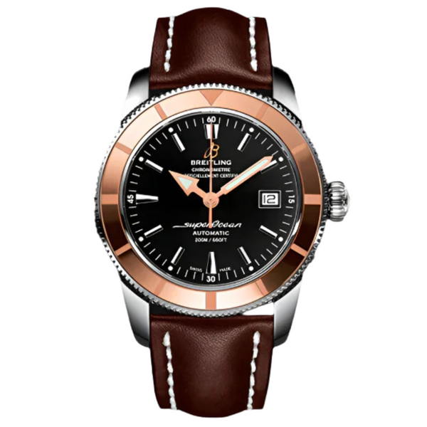 Breitling Superocean Heritage Brown Leather Strap Black Dial Automatic Watch for Gents - U1732112/BA61BRCT