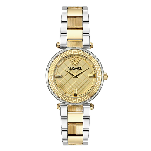 Versace Reve Two-tone Stainless Steel Gold Dial Quartz Watch for Ladies - VE8B00324