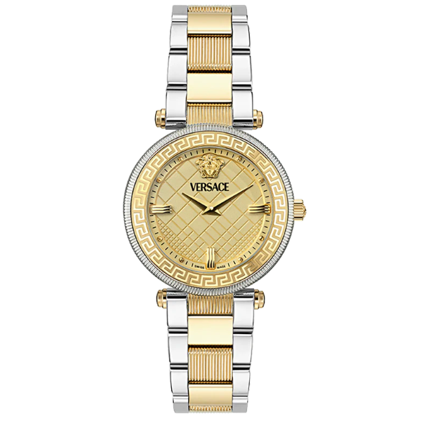 Versace Reve Two-tone Stainless Steel Gold Dial Quartz Watch for Ladies - VE8B00324