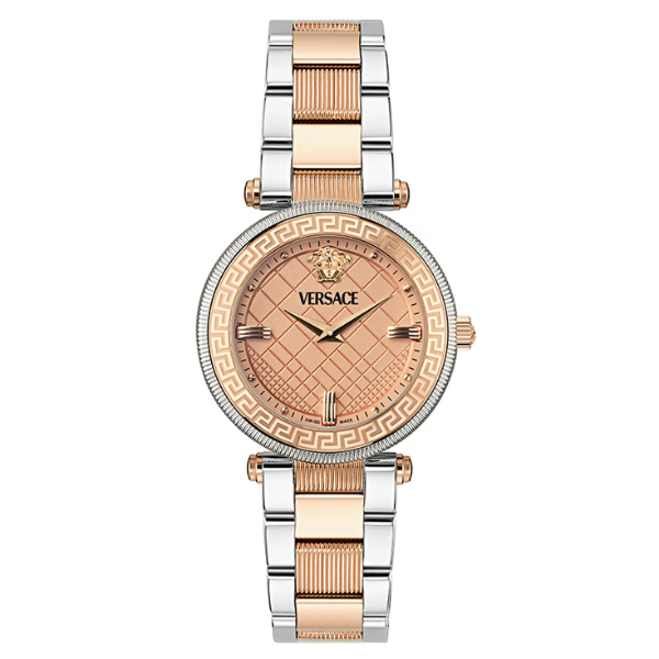 Versace Reve Two-tone Stainless Steel Rose Gold Dial Quartz Watch for Ladies - VE8B00424