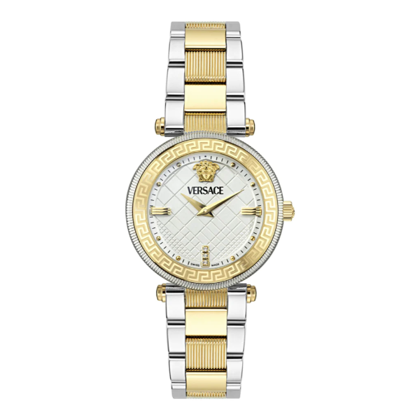 Versace Reve Two-tone Stainless Steel White Dial Quartz Watch for Ladies - VE8B00724