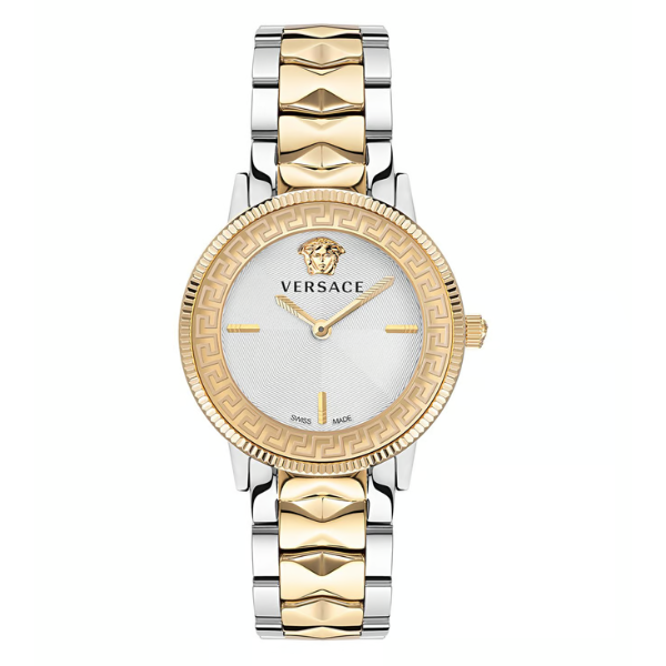 Versace V-Tribute Two-tone Stainless Steel Silver Dial Quartz Watch for Ladies - VE2P00422