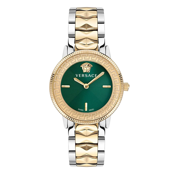Versace V-Tribute Two-tone Stainless Steel Green Dial Quartz Watch for Ladies - VE2P00522