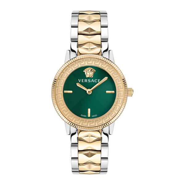 Versace V-Tribute Two-tone Stainless Steel Green Dial Quartz Watch for Ladies - VE2P00522