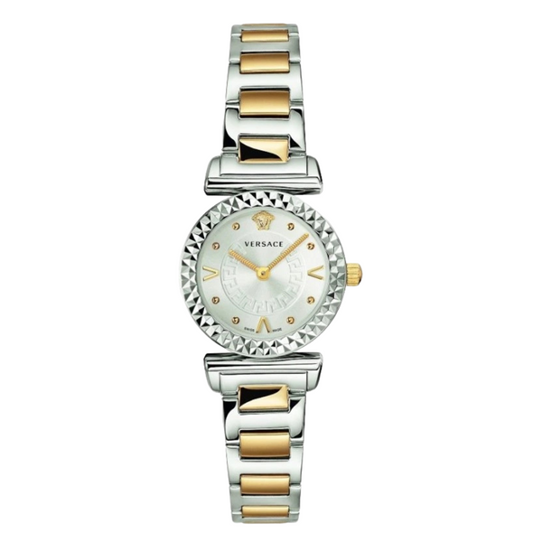 Versace Mini Vanity Two-tone Stainless Steel Silver Dial Quartz Watch for Ladies - VEAA00418