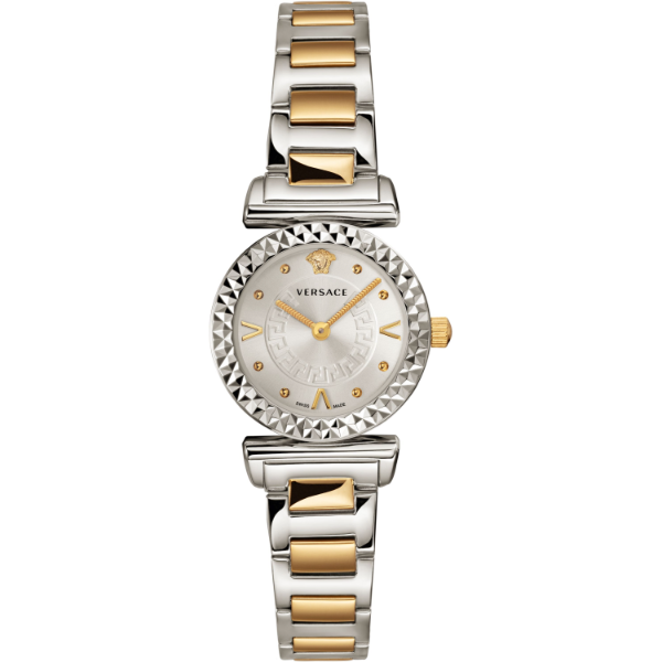 Versace Mini Vanity Two-tone Stainless Steel Silver Dial Quartz Watch for Ladies - VEAA00418