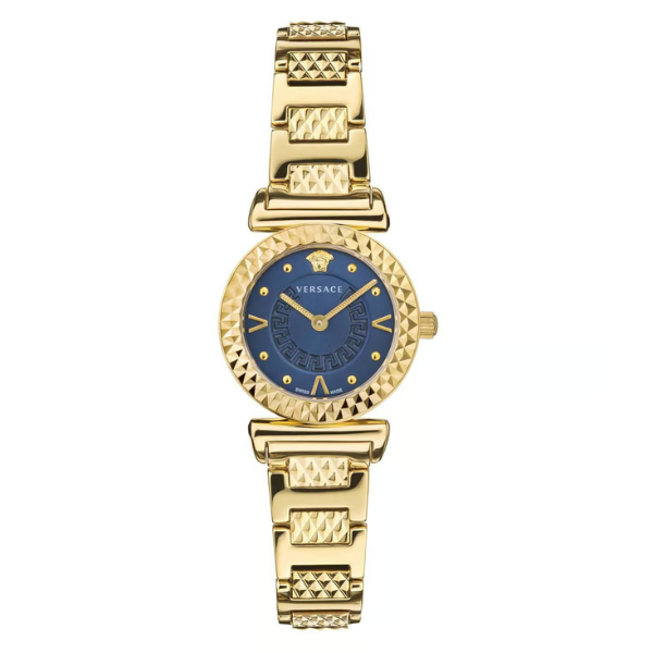 Versace Mini Vanity Gold Stainless Steel Blue Dial Quartz Watch for Ladies - VEAA01420