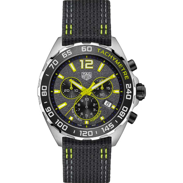 Tag Heuer Formula 1 Black Nylon Strap Grey Dial Chronograph Quartz Watch for Gents - CAZ101AG.FC8304