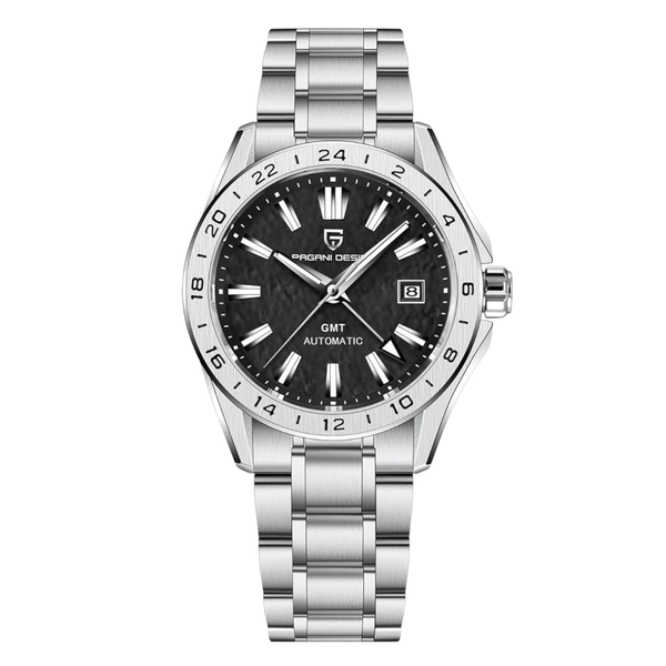 Pagani Design Silver Stainless Steel Black Dial Automatic Watch for Gents - PD-1792