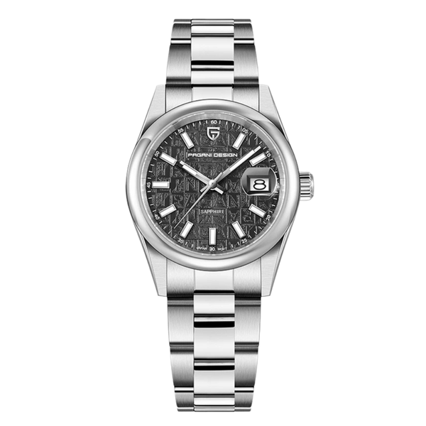 Pagani Design Silver Stainless Steel Black Dial Quartz Watch for Gents - PD-1794