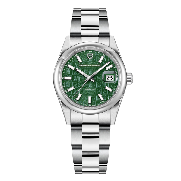 Pagani Design Silver Stainless Steel Green Dial Quartz Watch for Gents - PD-1794