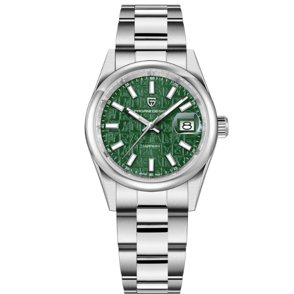 Pagani Design Silver Stainless Steel Green Dial Quartz Watch for Gents - PD-1794