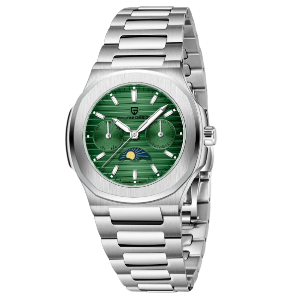 Pagani Design Silver Stainless Steel Green Dial Quartz Watch for Ladies - PD-1786