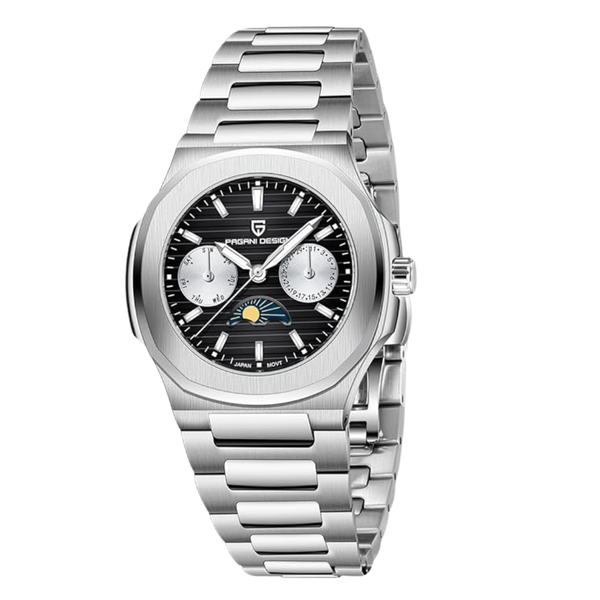 Pagani Design Silver Stainless Steel Black Dial Quartz Watch for Ladies - PD-1786