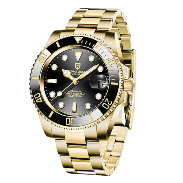 Pagani Design Gold Stainless Steel Black Dial Automatic Watch for Gents - PD1661