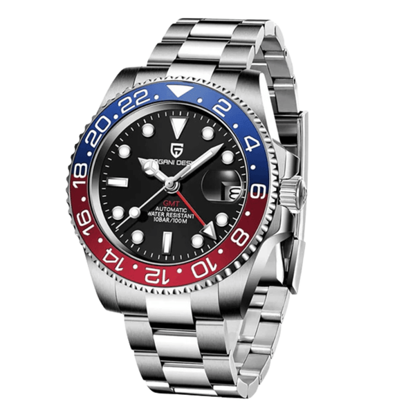 Pagani Silver Stainless Steel Black Dial Quartz Watch for Gents - PAGANI PD-1662