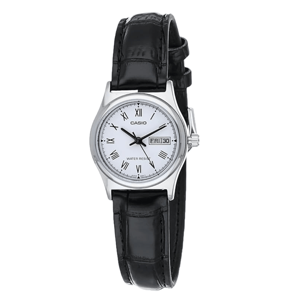 Casio Black Leather Strap Black Dial Quartz Watch for Ladies - LTP-V006L-7BUDF